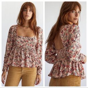 Free People Romance Coquette Boho Festival Flowy Cottagecore Blouse Sz L